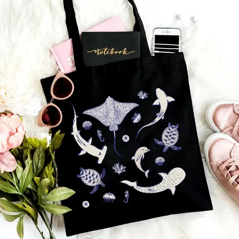 Marine Organism Tote Bags