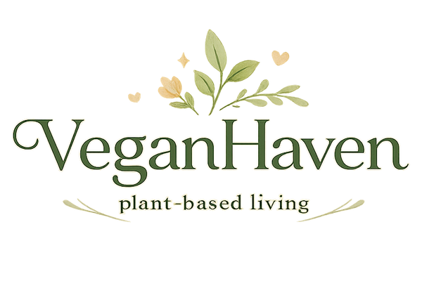 Vegan Haven logo with leaves on a white background